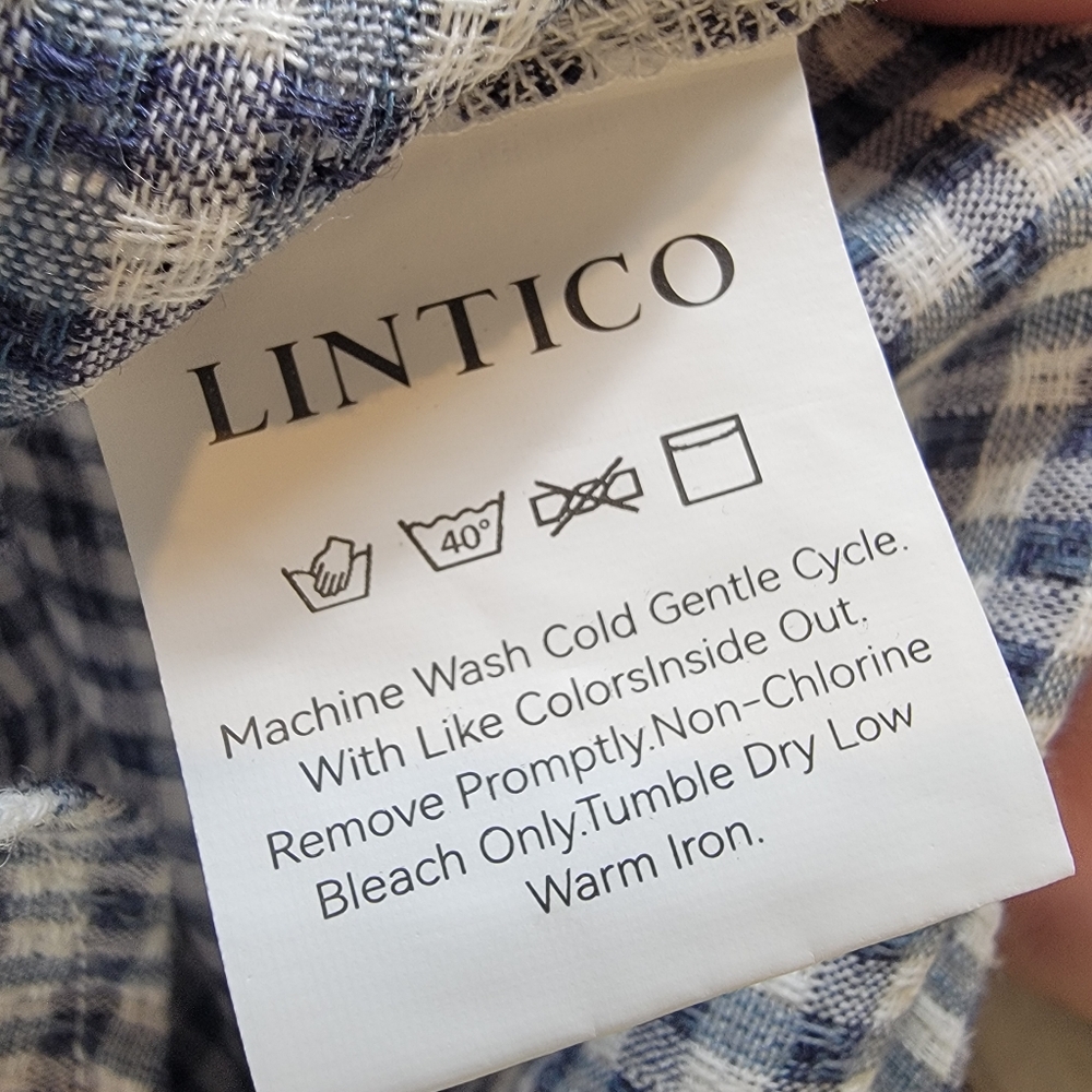 Lintico Caroline Linen Gingham Lagenlook Top Oversized Small NWT - Picture 14 of 16